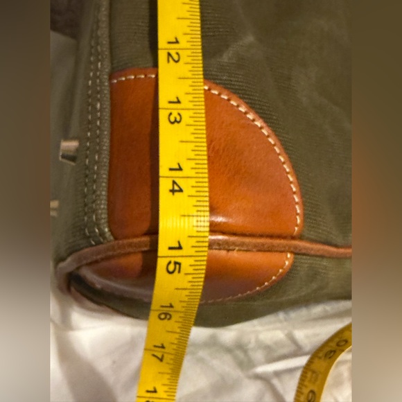 Atorie Old Urban Women's Tan Leather and Green Canvas Bag - Picture 15 of 16